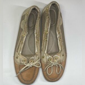 Sperry top sliders glitter tan size 9.5